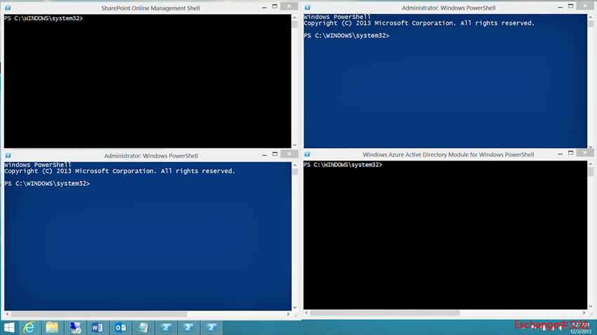 4 个 Windows PowerShell 控制台同时运行